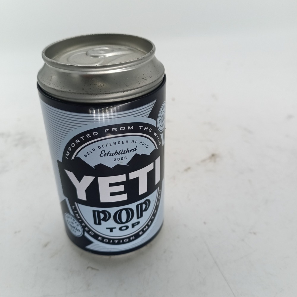 Yeti Pop Top Limited Edition Empty Stash Can Stainless Steel Black Silver c2